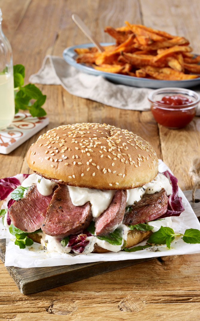 Lamb Tzatziki Burger with Radicchio and Mint