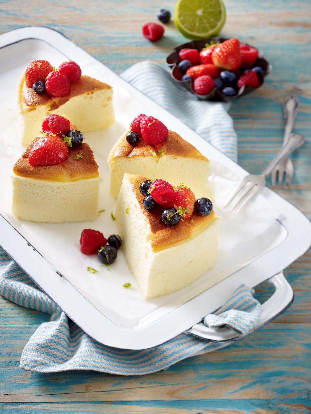 Light Soufflé Cheesecake with Berries