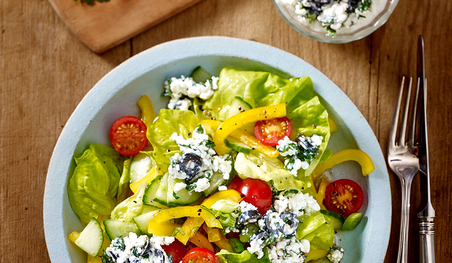 Vegetarian Nizza Salad with Olive Cream Cheese