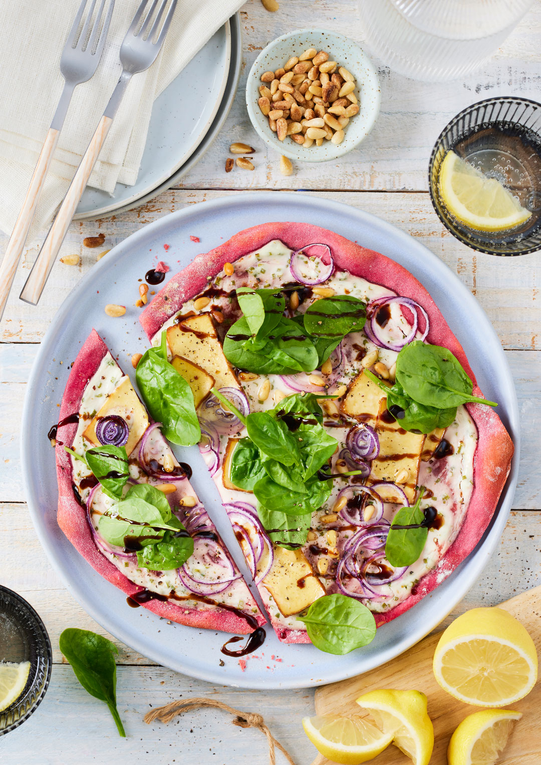 Vegan Pink Tarte Flambée