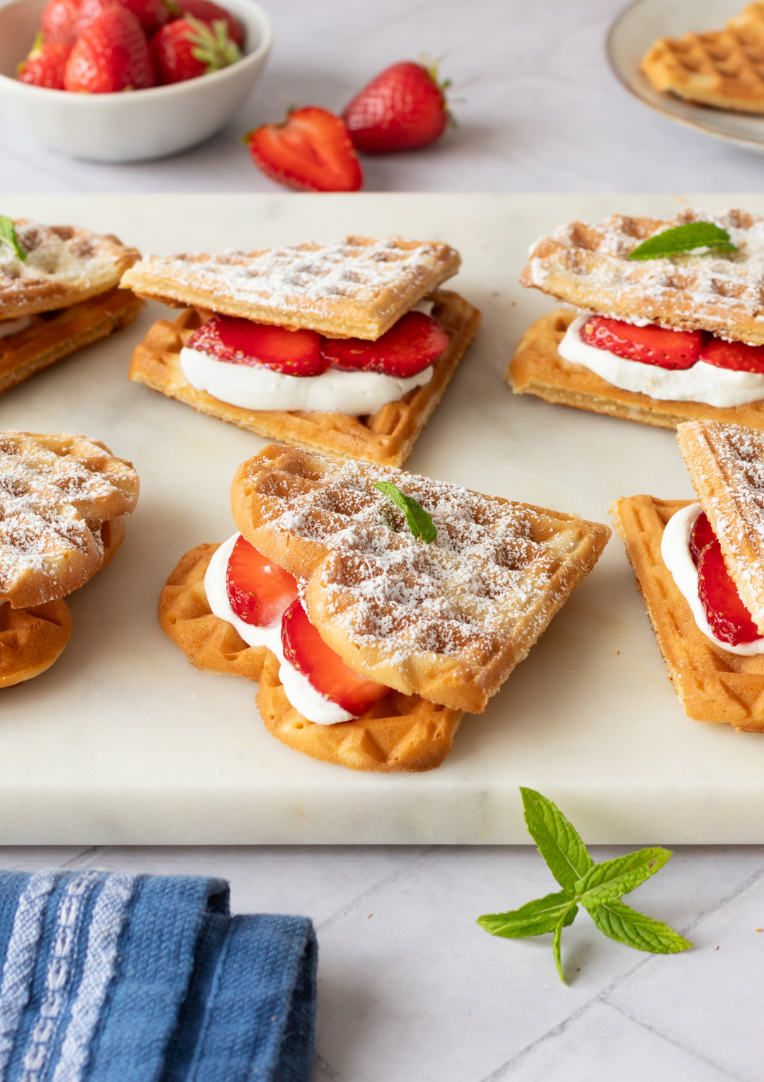 Waffle sandwich with strawberries